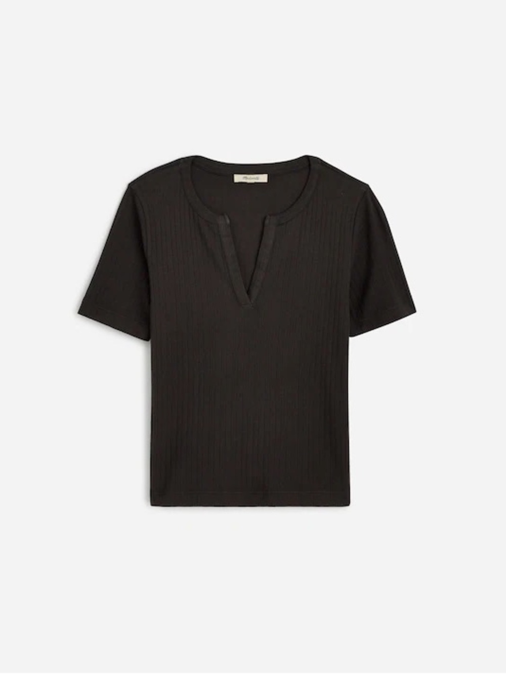 Madewell Soft Charcoal Gray Pointelle Notch Neck Tee size Small EUC